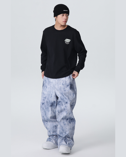 Ski Wear Outdoor Loose Denim Snow Jacket&amp;Pants Suit -Unisex