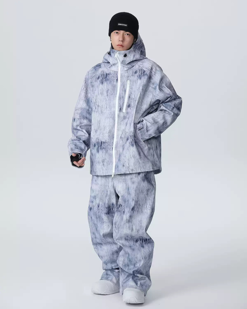 Ski Wear Outdoor Loose Denim Snow Jacket&amp;Pants Suit -Unisex