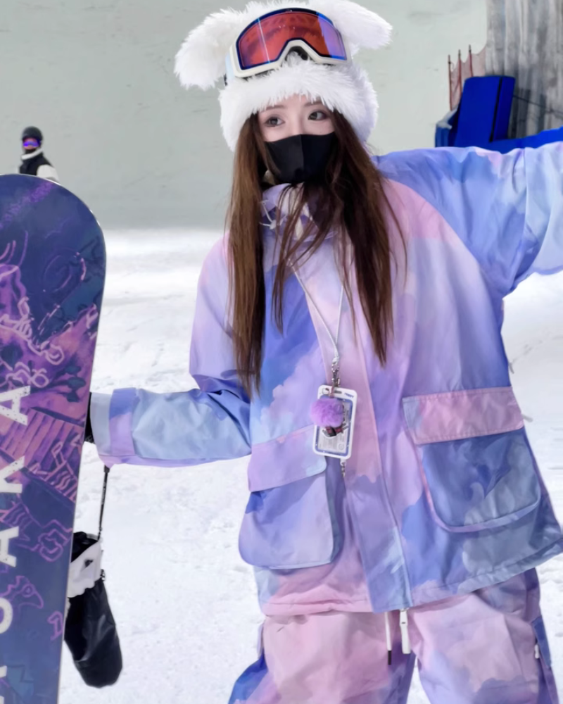 Ski Wear Pink&Purple Snow Jacket&Pants Suit (Single Unit Available)