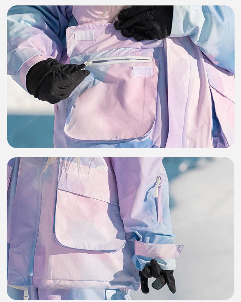 Ski Wear Pink&Purple Snow Jacket&Pants Suit (Single Unit Available)