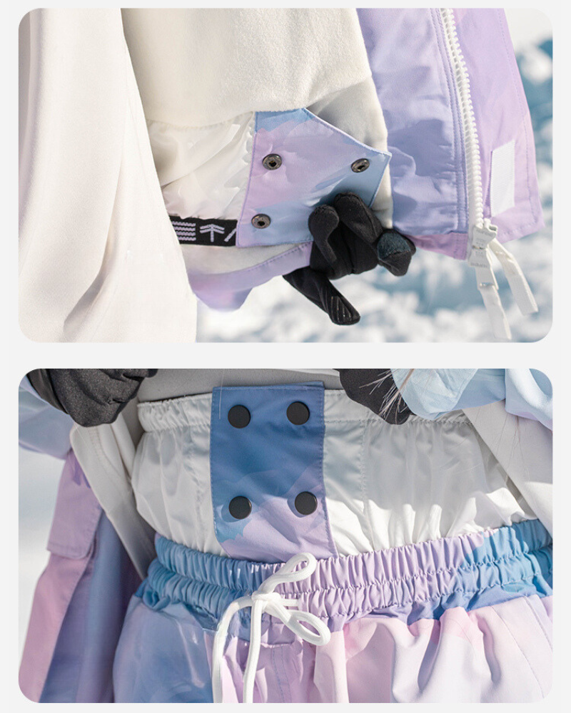 Ski Wear Pink&amp;Purple Snow Jacket&amp;Pants Suit -Women&