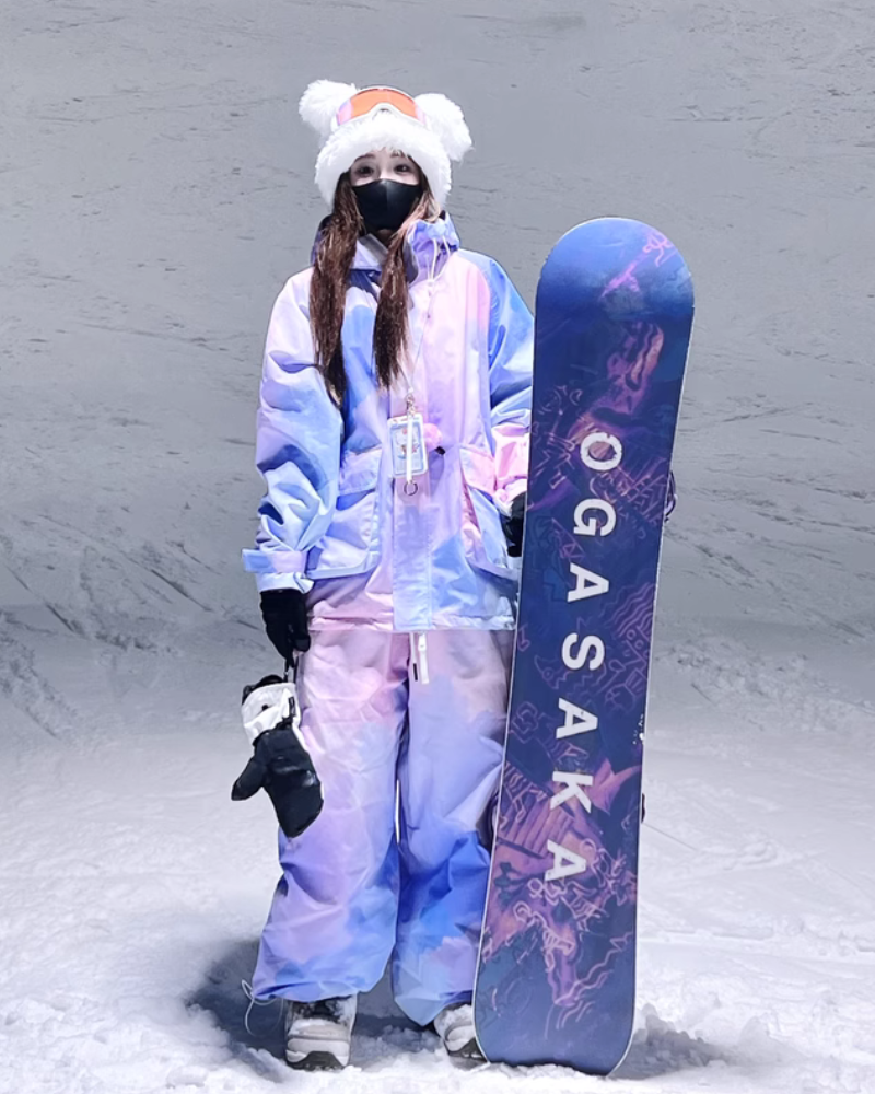 Ski Wear Pink&amp;Purple Snow Jacket&amp;Pants Suit -Women&