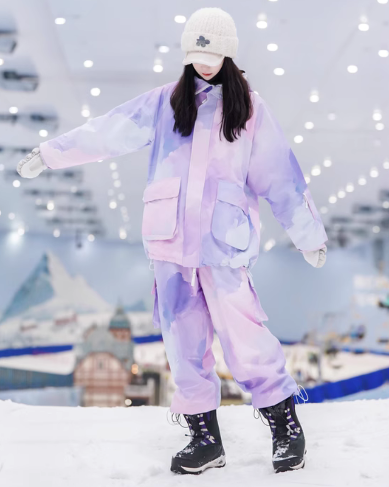 Ski Wear Pink&Purple Snow Jacket&Pants Suit (Single Unit Available)