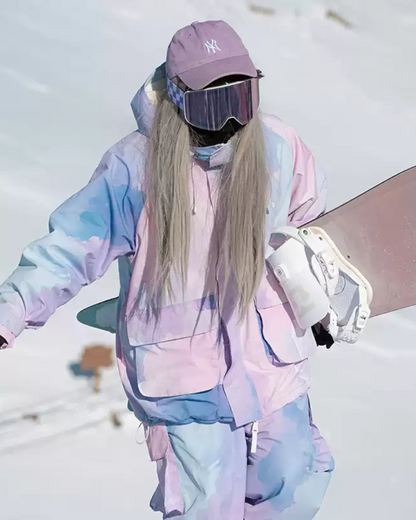 Ski Wear Pink&amp;Purple Snow Jacket&amp;Pants Suit -Women&