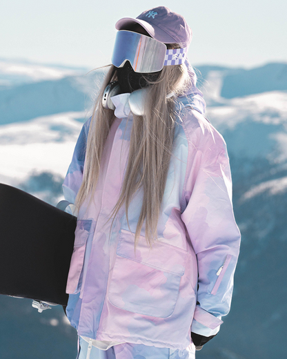 Ski Wear Pink&amp;Purple Snow Jacket&amp;Pants Suit -Women&