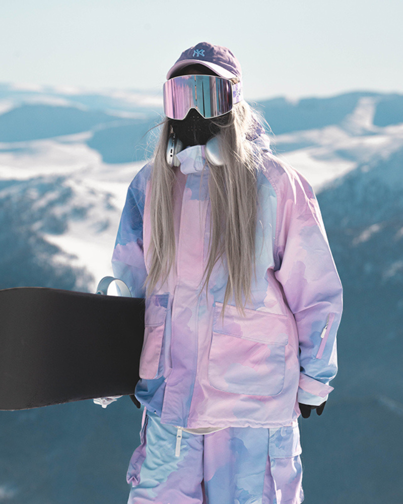 Ski Wear Pink&amp;Purple Snow Jacket&amp;Pants Suit -Women&