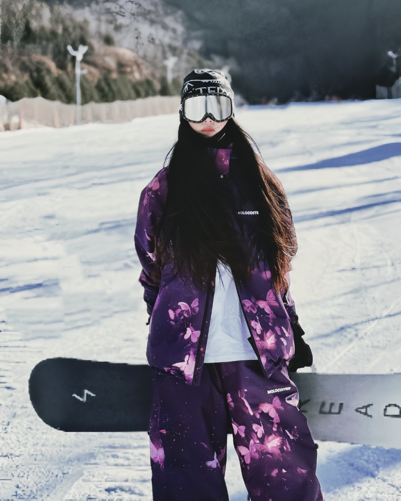 Ski Wear Purple Butterfly Snow Suit -Unisex