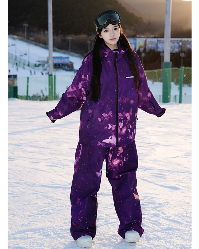 Ski Wear Purple Butterfly Snow Suit -Unisex