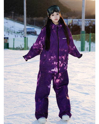 Ski Wear Purple Butterfly Snow Suit -Unisex