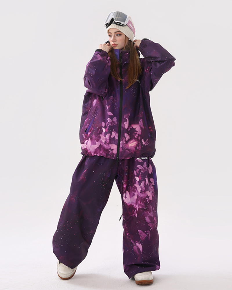 Ski Wear Purple Butterfly Snow Suit -Unisex