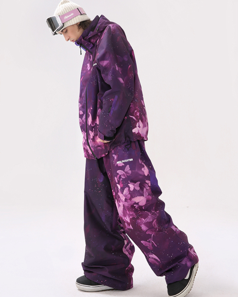 Ski Wear Purple Butterfly Unisex Snow Suit