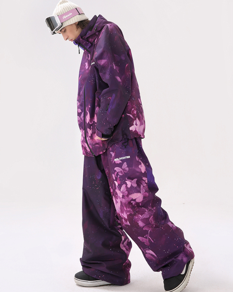 Ski Wear Purple Butterfly Snow Suit -Unisex