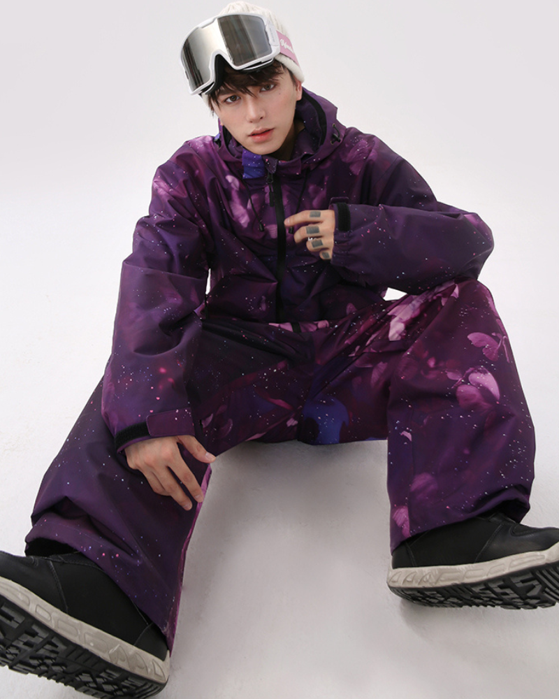 Ski Wear Purple Butterfly Unisex Snow Suit