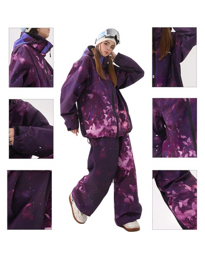 Ski Wear Purple Butterfly Snow Suit -Unisex