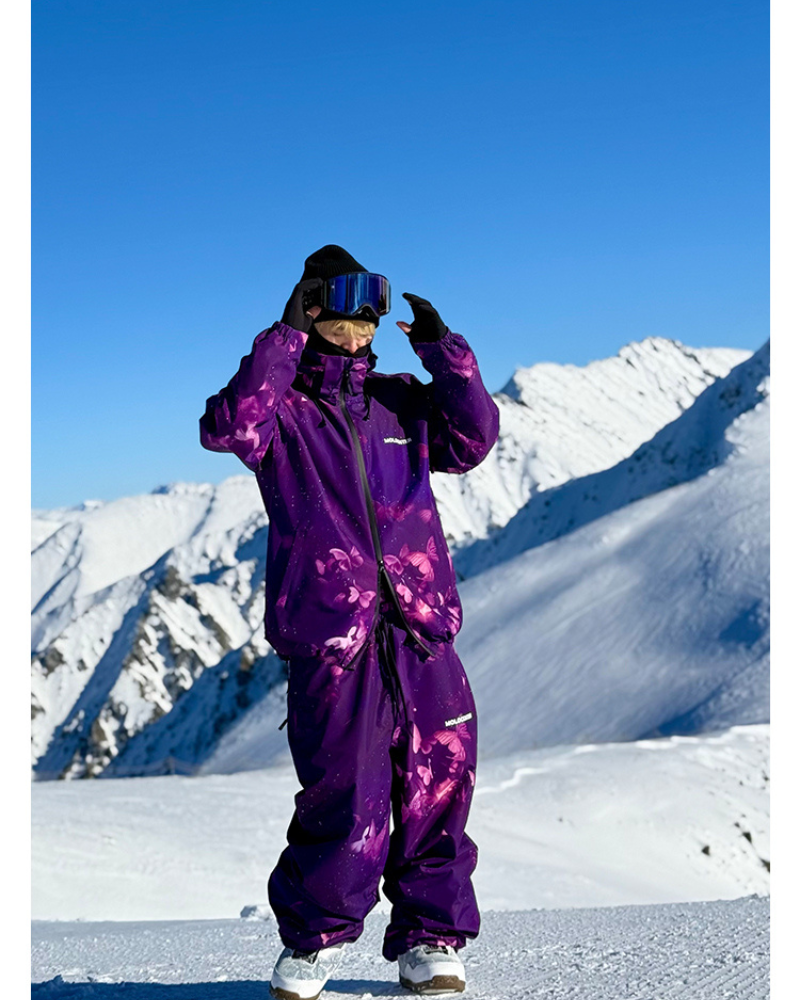 Ski Wear Purple Butterfly Unisex Snow Suit