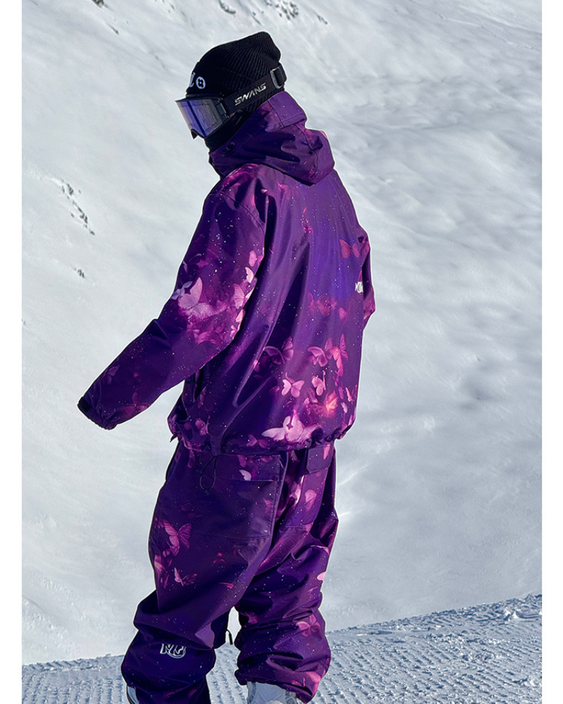 Ski Wear Purple Butterfly Unisex Snow Suit