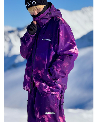 Ski Wear Purple Butterfly Snow Suit -Unisex