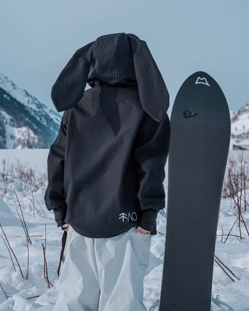 Ski Wear Bunny Ear Waterproof Loose-Fit Ski Hoodie - Women&
