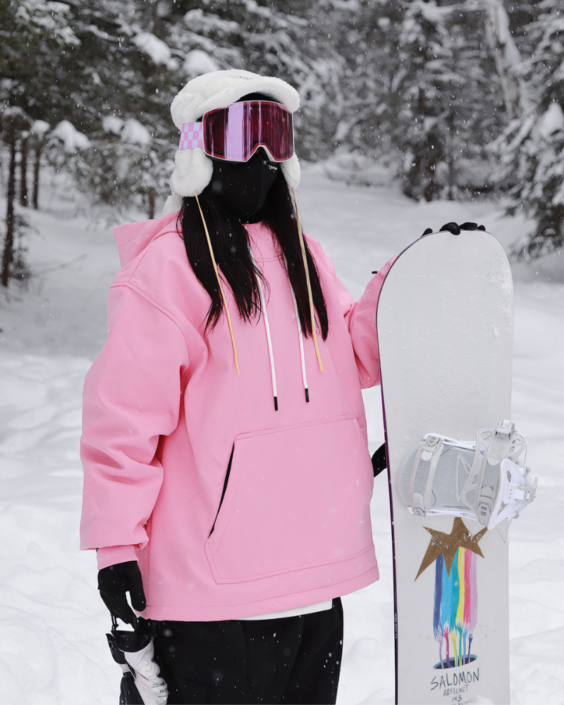 Ski Wear Bunny Ear Waterproof Loose-Fit Ski Hoodie - Women&