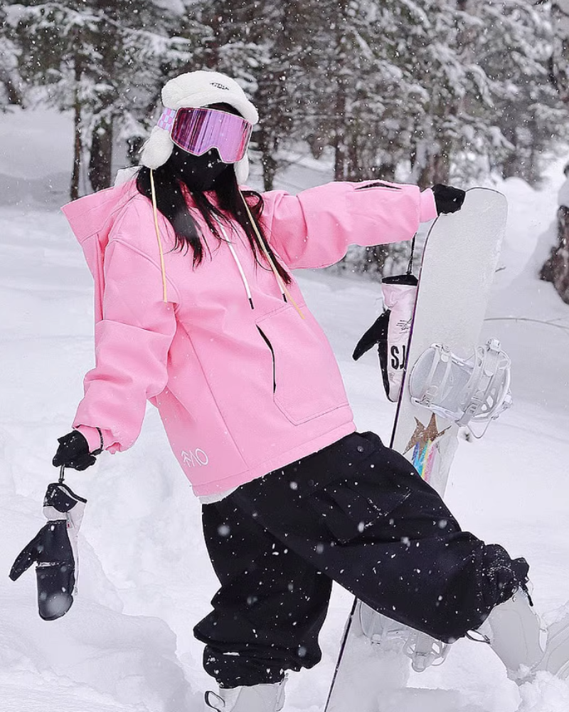 Ski Wear Bunny Ear Waterproof Loose-Fit Ski Hoodie - Women&