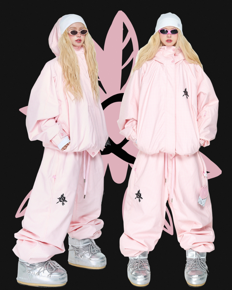 Ski Wear Snowboard 3L Pink Snow Jacket&amp;Pants Suit - Women&