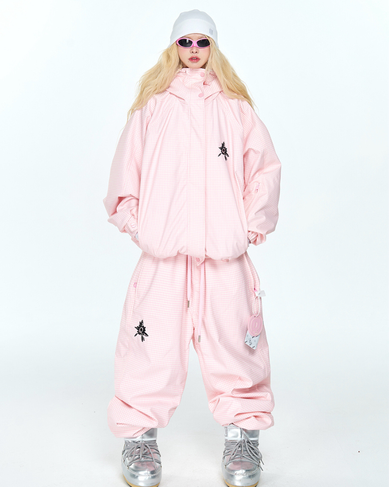 Ski Wear Snowboard 3L Pink Snow Jacket&amp;Pants Suit - Women&