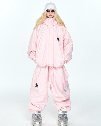 Ski Wear Snowboard 3L Pink Snow Jacket&amp;Pants Suit - Women&