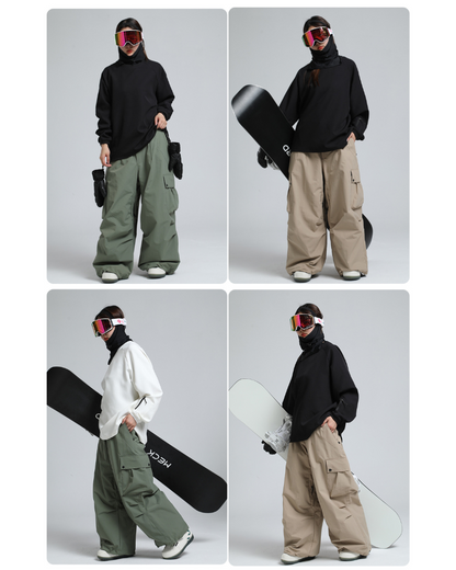 Ski Wear Snowboard Gear Baggy Cargo Snow Pants -Unisex