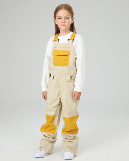 Ski Wear Snowboard Gear Color-Block Kids Ski Bib