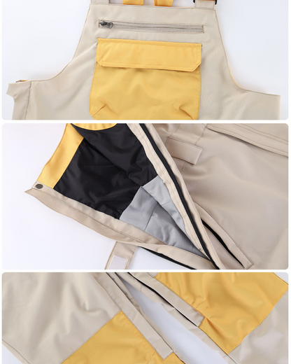 Ski Wear Snowboard Gear Color-Block Kids Ski Bib