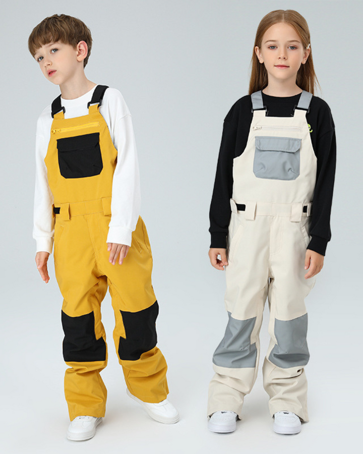 Ski Wear Snowboard Gear Color-Block Kids Ski Bib – Techwear Official