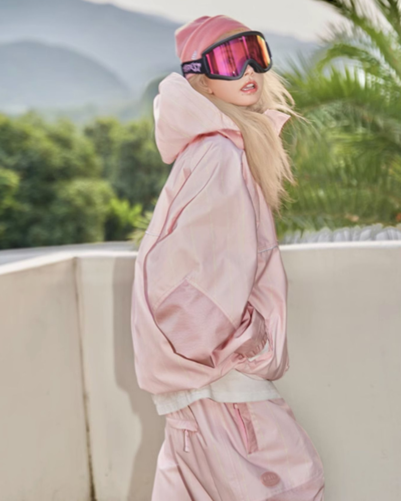 Ski Wear Snowboard Pink Snow Jacket&amp;Pants Suit - Women&