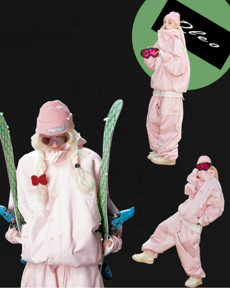 Ski Wear Snowboard Pink Snow Jacket&amp;Pants Suit - Women&
