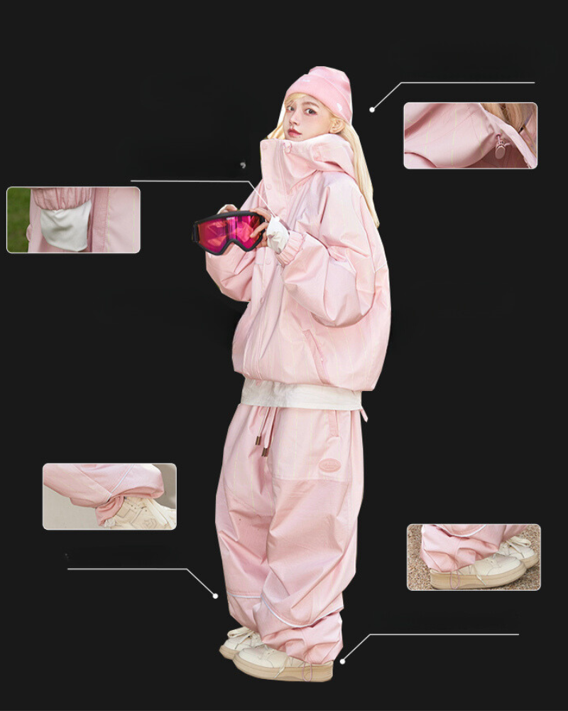 Ski Wear Snowboard Pink Snow Jacket&Pants Suit (Single Unit Available)