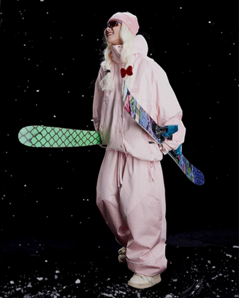 Ski Wear Snowboard Pink Snow Jacket&amp;Pants Suit - Women&