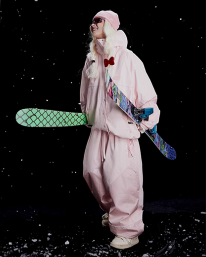 Ski Wear Snowboard Pink Snow Jacket&amp;Pants Suit - Women&