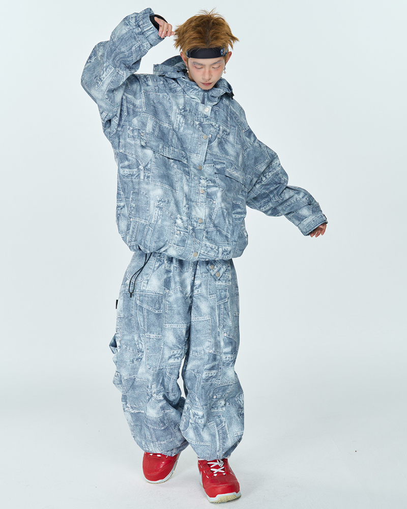 Ski Wear Thickened 3L Hooded Snowboard Suit -Men&