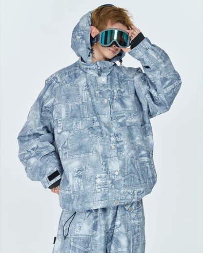 Ski Wear Thickened 3L Hooded Snowboard Suit -Men&