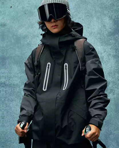Ski Wear Color Block Snow Jacket&amp;Pants Suit -Unisex