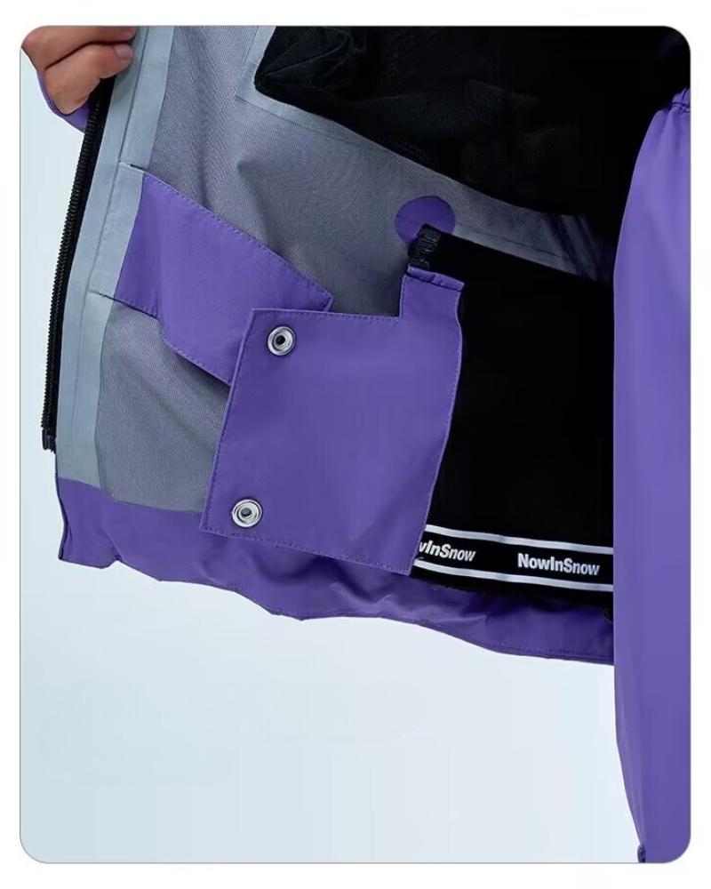 Ski Wear Color Block Snow Jacket&amp;Pants Suit -Unisex