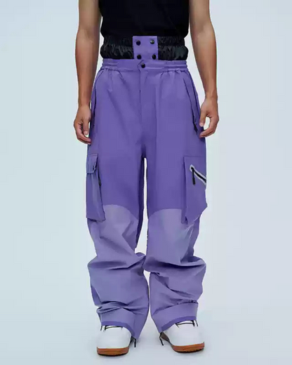 Ski Wear Color Block Snow Jacket&amp;Pants Suit -Unisex