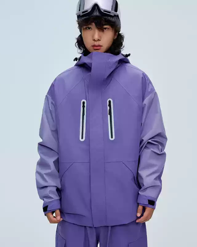 Ski Wear Color Block Snow Jacket&amp;Pants Suit -Unisex