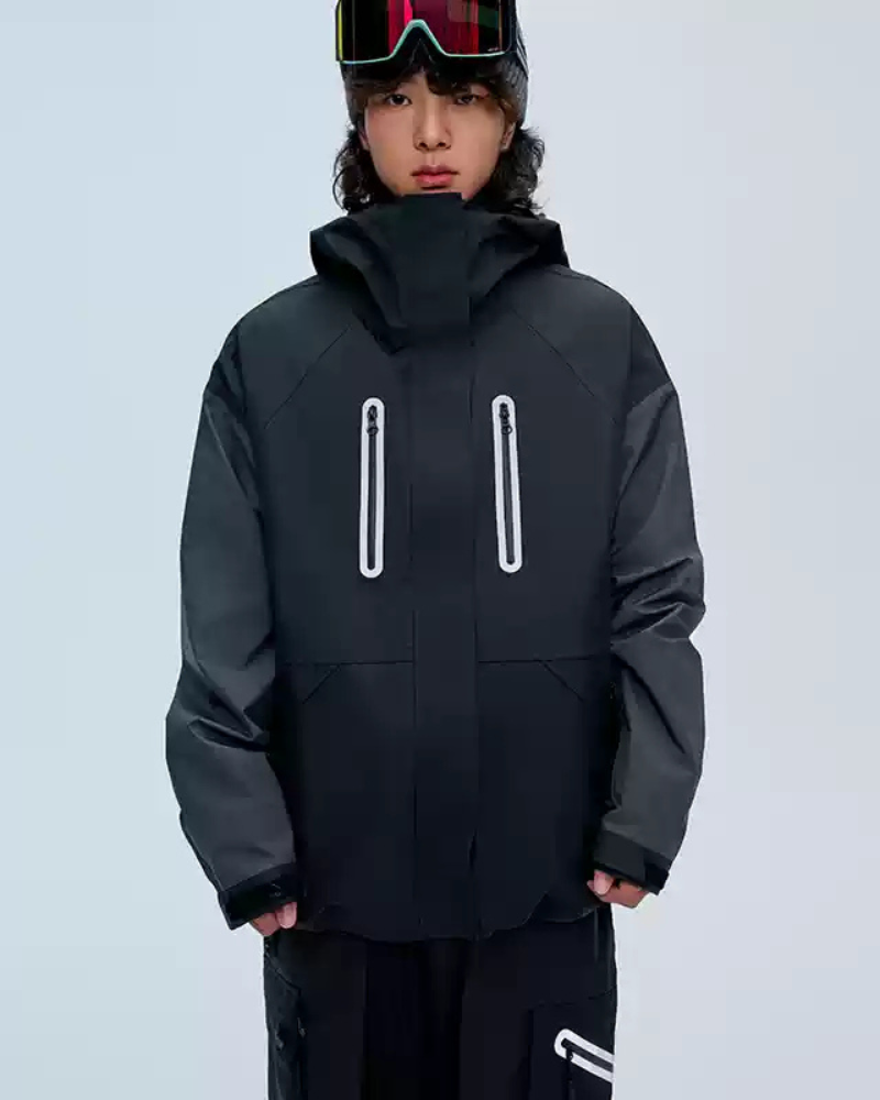 Ski Wear Color Block Snow Jacket&amp;Pants Suit -Unisex