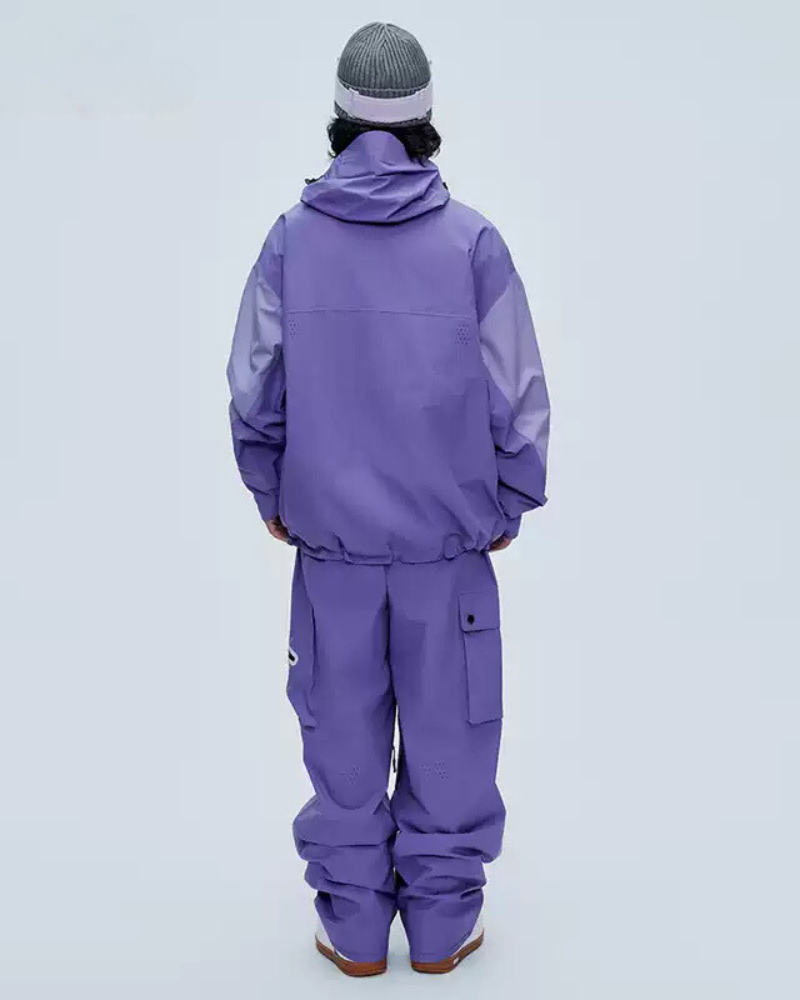 Ski Wear Color Block Snow Jacket&amp;Pants Suit -Unisex