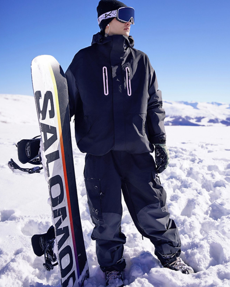 Ski Wear Unisex Color Block Snow Jacket&Pants Suit