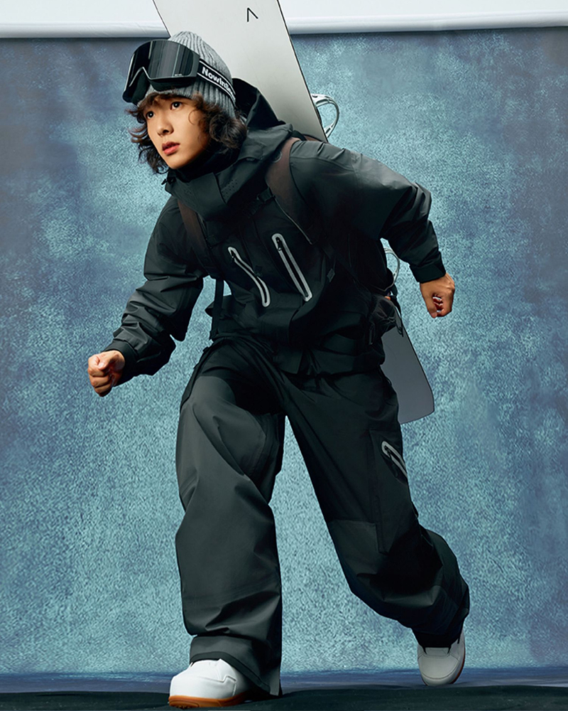 Ski Wear Color Block Snow Jacket&amp;Pants Suit -Unisex