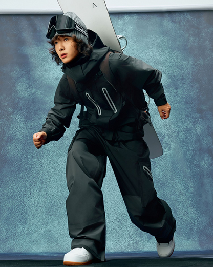 Ski Wear Color Block Snow Jacket&amp;Pants Suit -Unisex