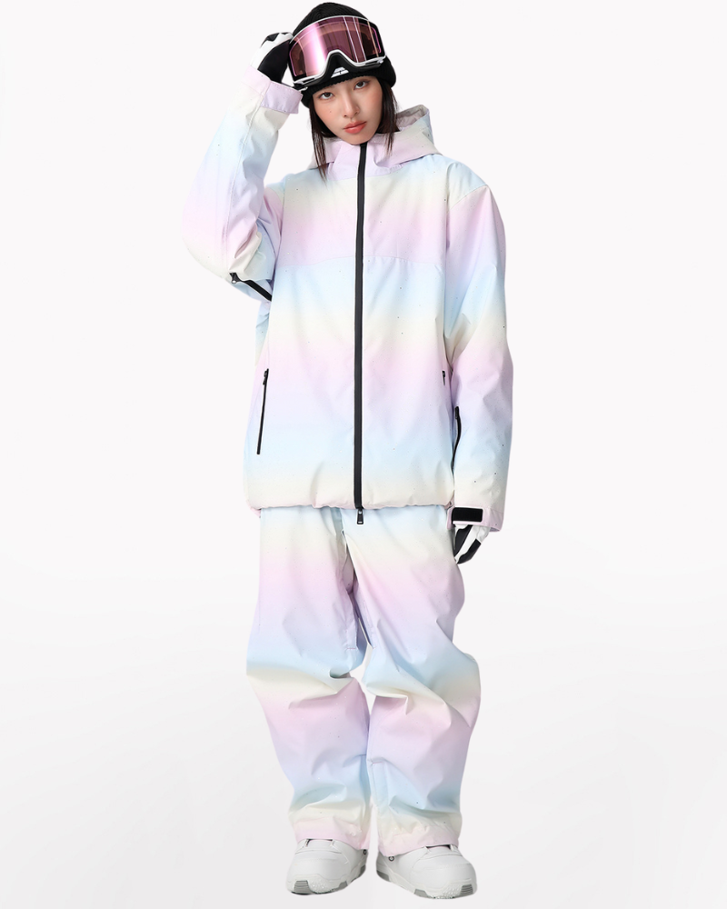 Ski Wear Unisex Rainbow Colors Snow Jacket&Pants Suit