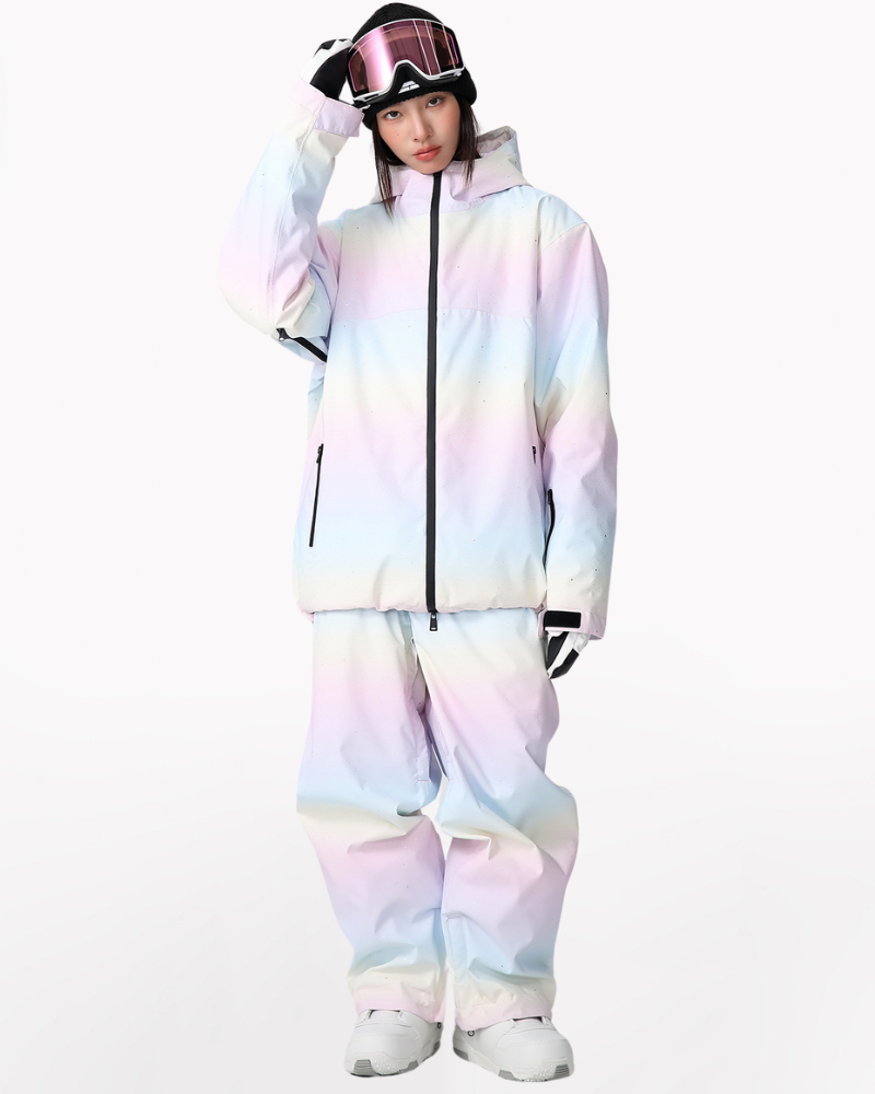 Ski Wear Rainbow Colors Snow Jacket&amp;Pants Suit - Women&