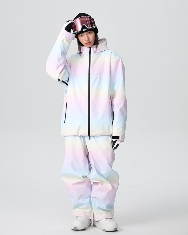 Ski Wear Unisex Rainbow Colors Snow Jacket&Pants Suit